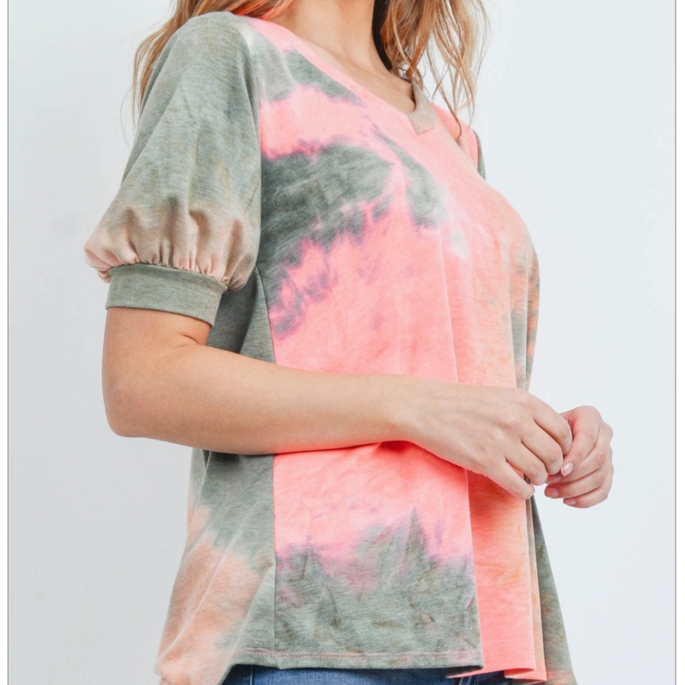 Casual Chic Tie-Dye Puff Sleeve Top - Picture 5 of 6